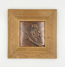 Load image into Gallery viewer, Framed Great Horned Owl Copper Tin