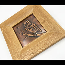 Load image into Gallery viewer, Framed Great Horned Owl Copper Tin