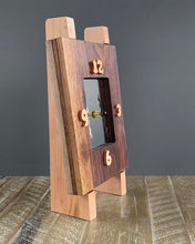 Load image into Gallery viewer, Cherry & Walnut Mirror Easel Clock