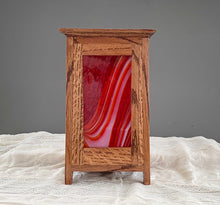 Load image into Gallery viewer, Box Lantern Lamp w/ Crimson Glass