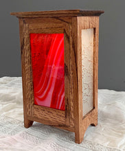 Load image into Gallery viewer, Box Lantern Lamp w/ Crimson Glass