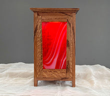 Load image into Gallery viewer, Box Lantern Lamp w/ Crimson Glass