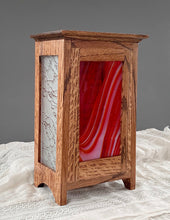 Load image into Gallery viewer, Box Lantern Lamp w/ Crimson Glass
