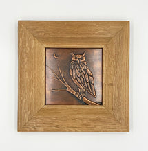 Load image into Gallery viewer, Framed Great Horned Owl Copper Tin
