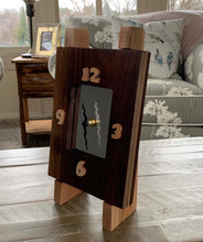 Load image into Gallery viewer, Cherry &amp; Walnut Mirror Easel Clock
