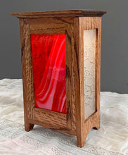 Load image into Gallery viewer, Box Lantern Lamp w/ Crimson Glass
