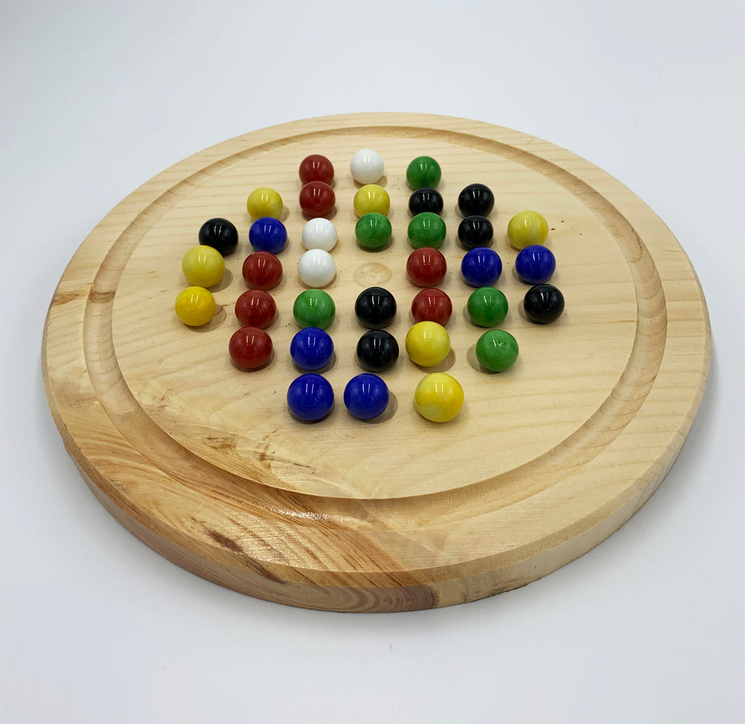 Wooden Marble Solitaire Board Game